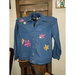 Alfred Dunner Women's‎ Sz S 8P Embroidered beaded SPRING DENIM JACKET NWOT